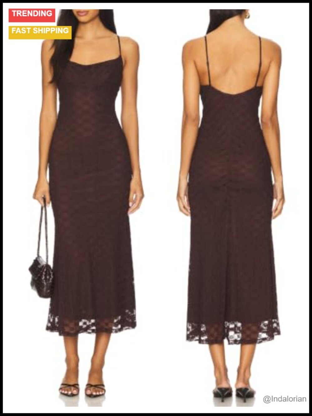 Spaghetti Strap Lace Mesh Backless Maxi Dress Wedding Guest
